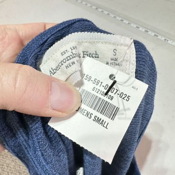 NWT Abercrombie & Fitch MIDI dress blue‎ Heathered open back cut out size small - Picture 7 of 13